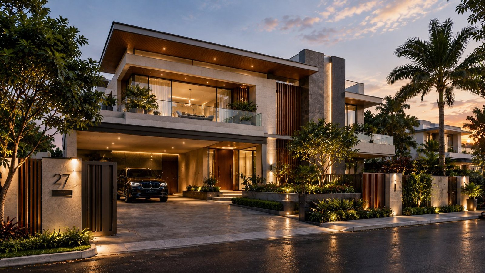 Contemporary independent residence with covered parking